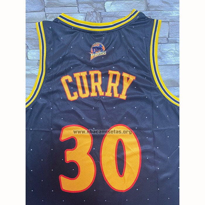 Camiseta Golden State Warriors Stephen Curry NO 30 Mitchell & Ness MVP Negro